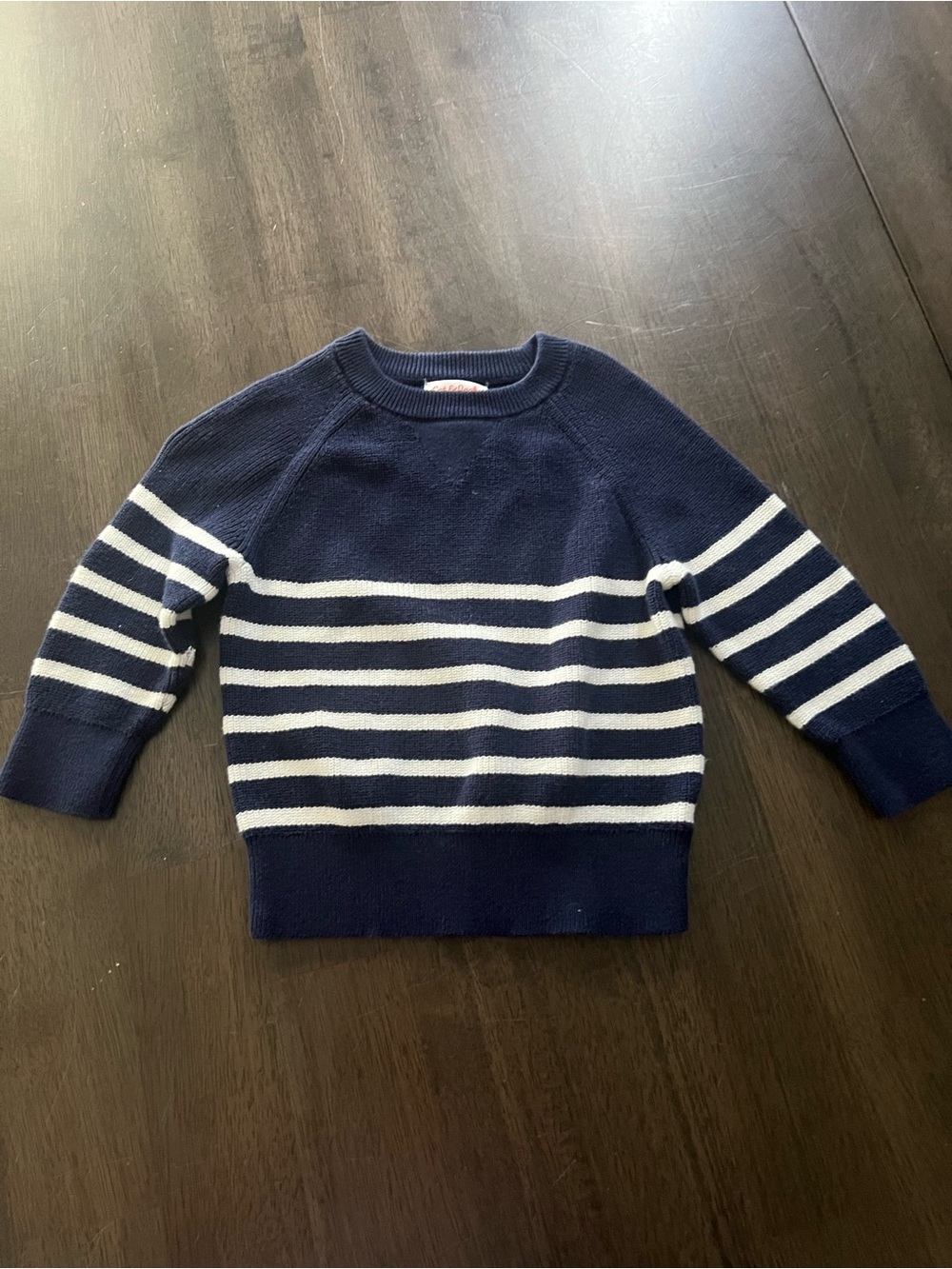 Navy and White Striped Knit Sweater
